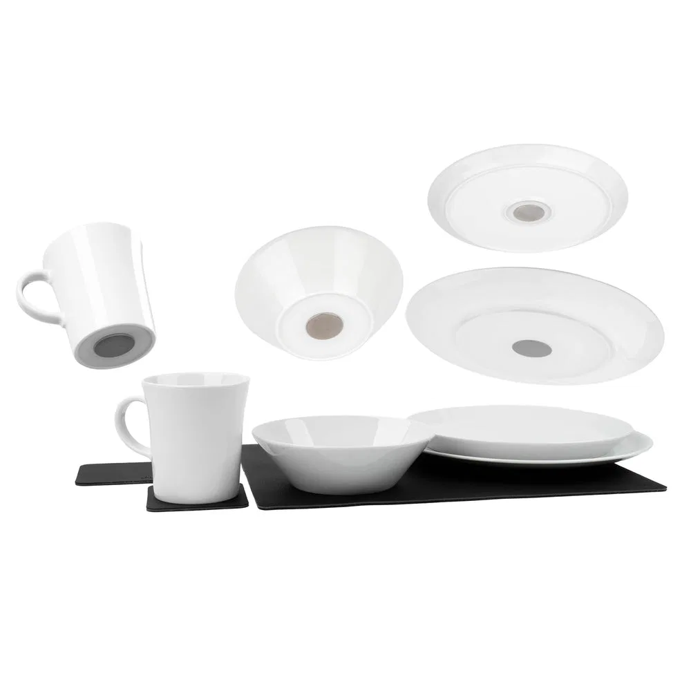 PO-VS-CL – SILWY MAGNET Dish Set, 11 Piece Set Magnetic White Porcelain With Two 10.2 Inch Plates/ Two 9 Inch Plates/...